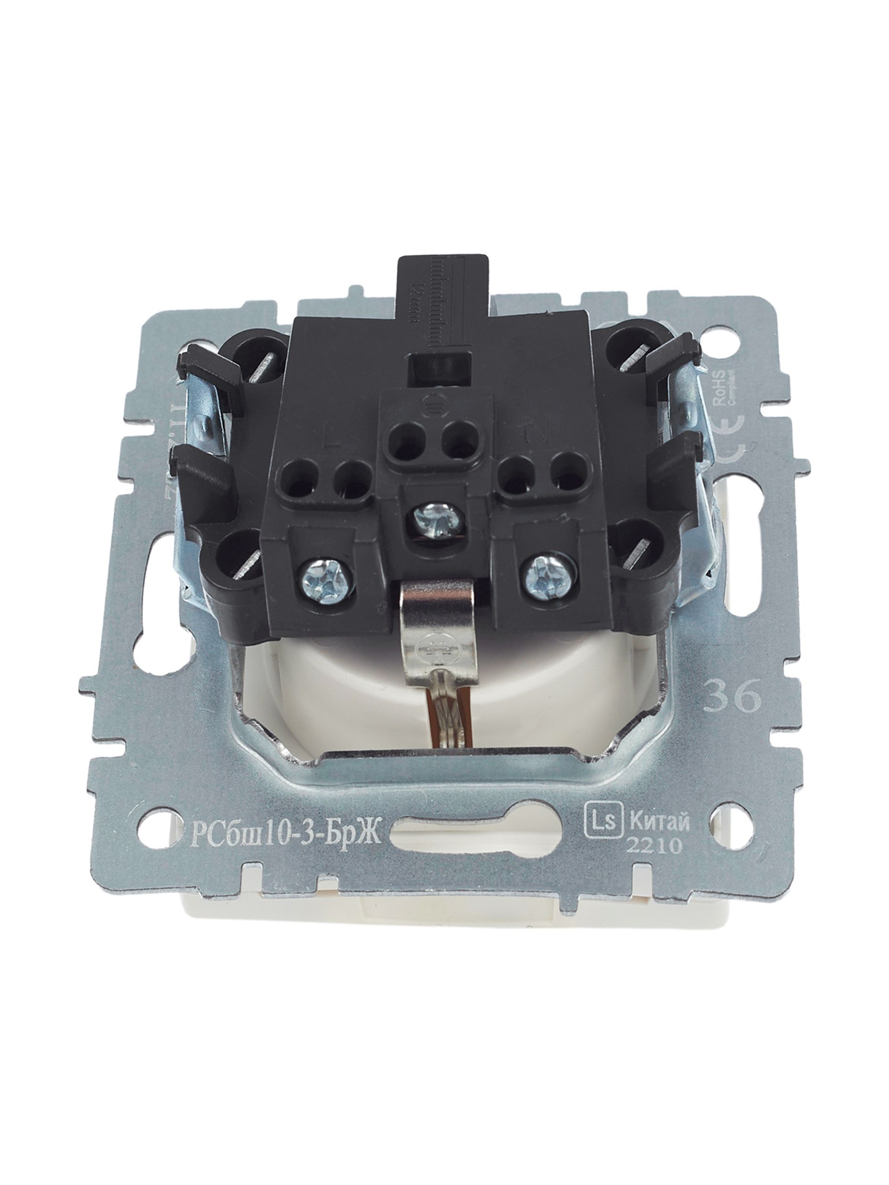 BRITE Розетка 1-местная с заземлением со шторками и крышкой 16А IP20 РСбш10-3-БрЖ жемчуг ИЭК