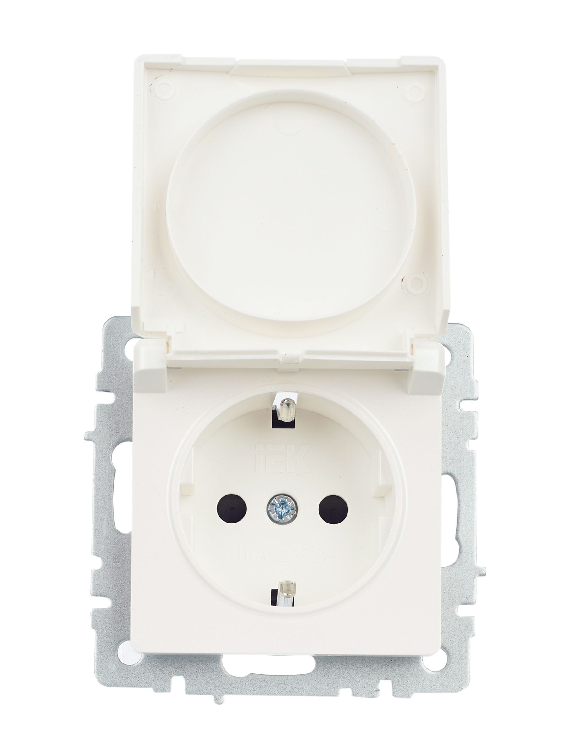 BRITE Розетка 1-местная с заземлением со шторками и крышкой 16А IP20 РСбш10-3-БрЖ жемчуг ИЭК