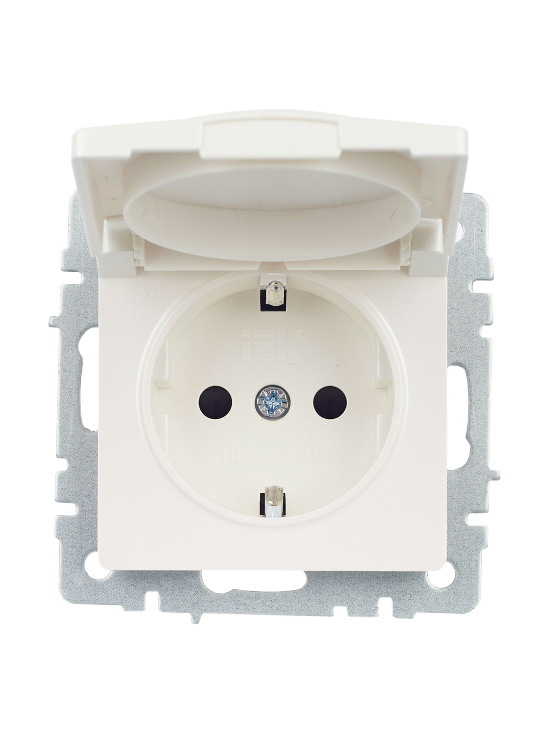 BRITE Розетка 1-местная с заземлением со шторками и крышкой 16А IP20 РСбш10-3-БрЖ жемчуг ИЭК