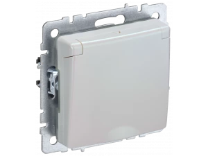 BRITE Розетка 1-местная с заземлением со шторками и крышкой 16А IP20 РСбш10-3-БрЖ жемчуг ИЭК