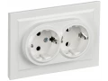 Розетка 2-местная с заземляющим контактом без защитных шторок 16А в сборе РС12-3-БрБ белая BRITE ИЭК