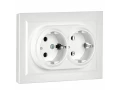 Розетка 2-местная с заземляющим контактом без защитных шторок 16А в сборе РС12-3-БрБ белая BRITE ИЭК