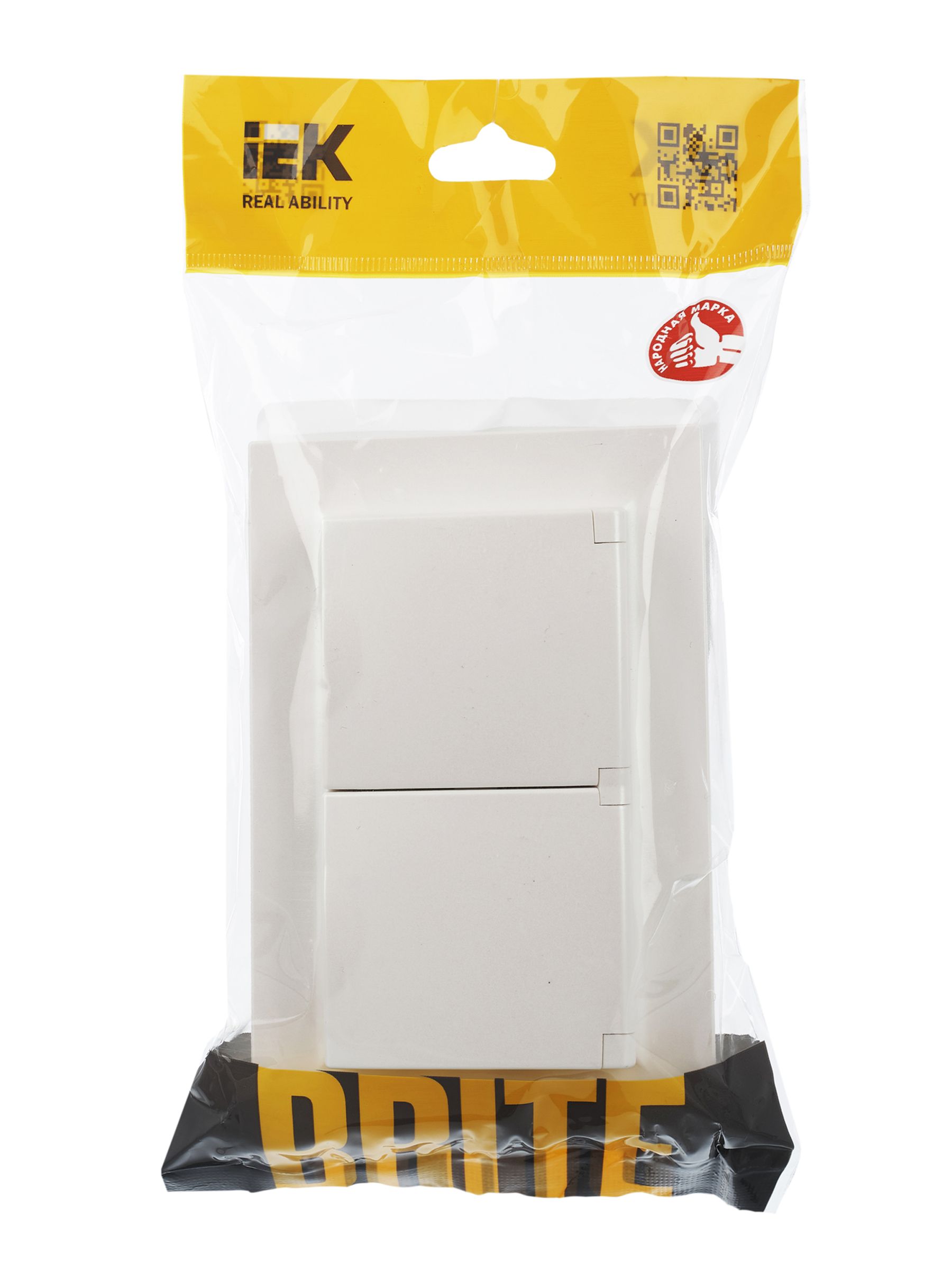 BRITE Розетка 2-я с крышкой 16А в сборе IP44 РСбш12-3-44-БрЖ жемчуг ИЭК
