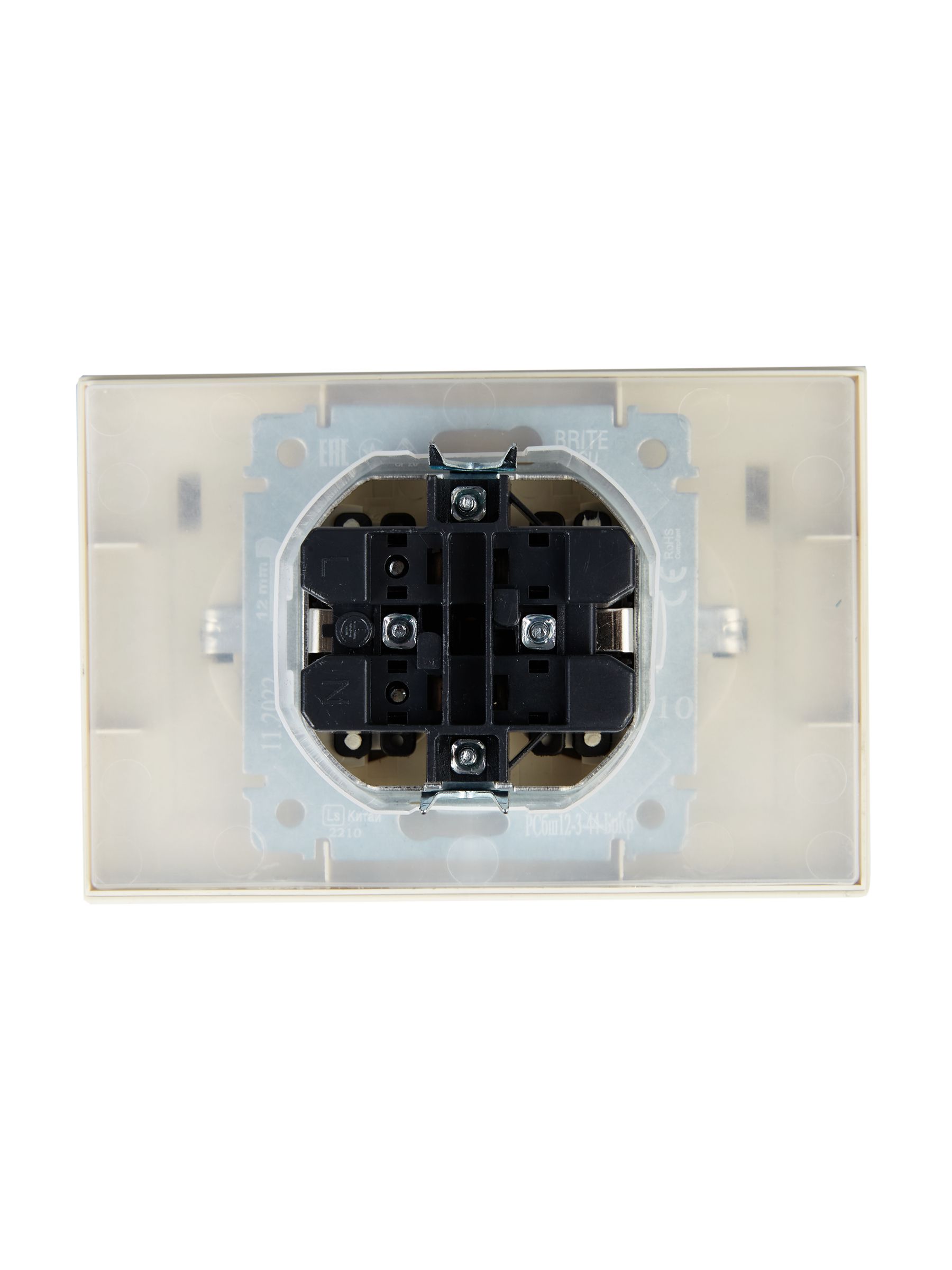 BRITE Розетка 2-я с крышкой 16А в сборе IP44 РСбш12-3-44-БрКр бежевая ИЭК