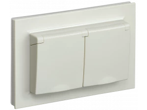 BRITE Розетка 2-я с крышкой 16А в сборе IP44 РСбш12-3-44-БрКр бежевая ИЭК