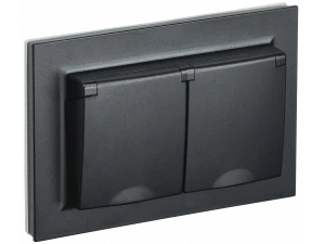 BRITE Розетка 2-я с крышкой 16А в сборе IP44 РСбш12-3-44-БрЧ черная ИЭК