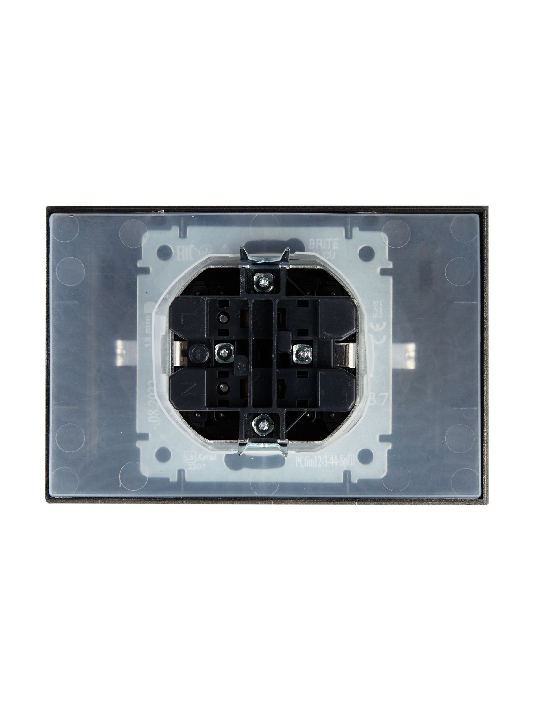 BRITE Розетка 2-я с крышкой 16А в сборе IP44 РСбш12-3-44-БрШ шампань ИЭК