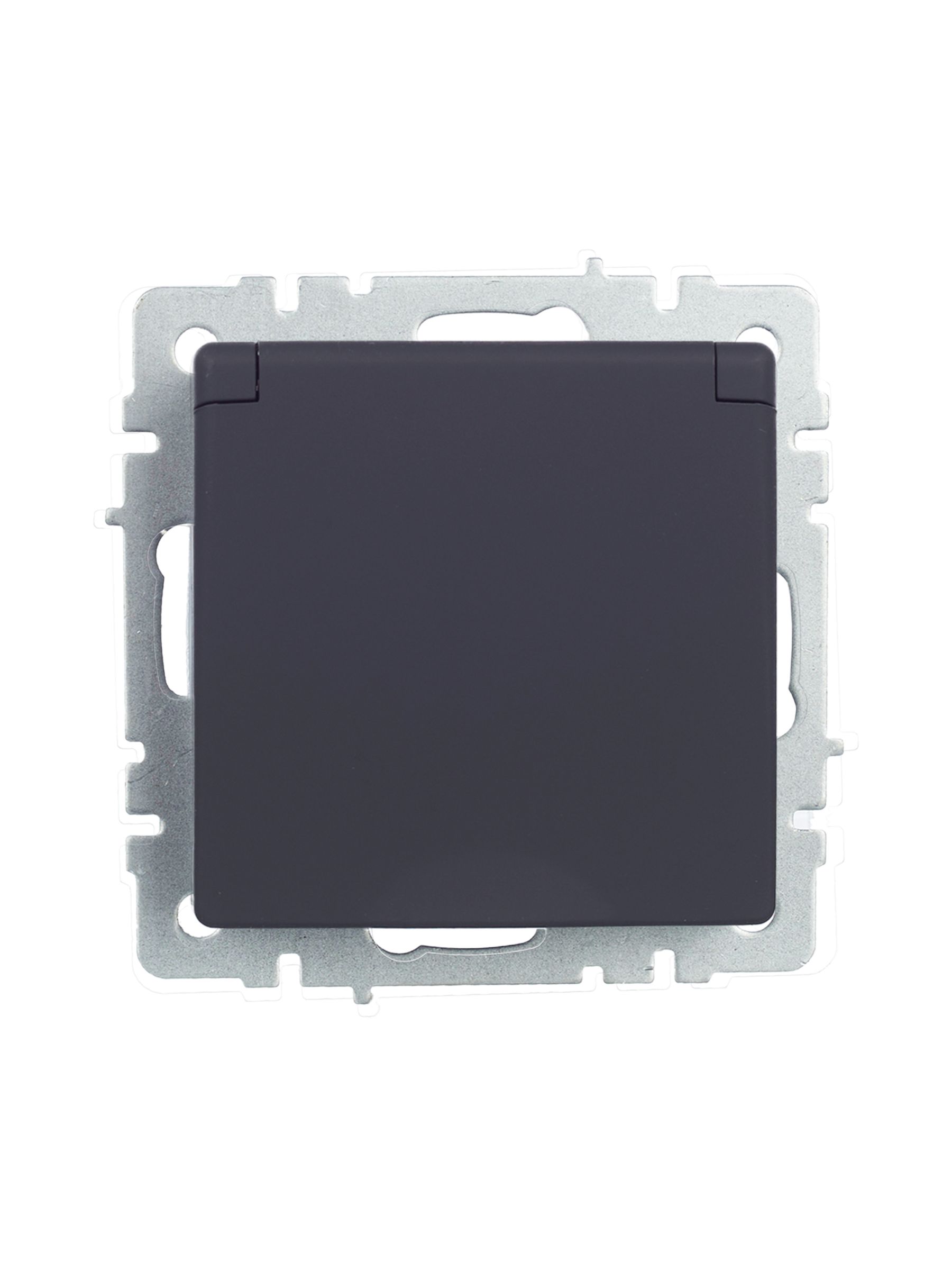 BRITE Розетка 1-местная с заземлением со шторками и крышкой 16А IP44 РСбш10-3-44-БрГ графит ИЭК