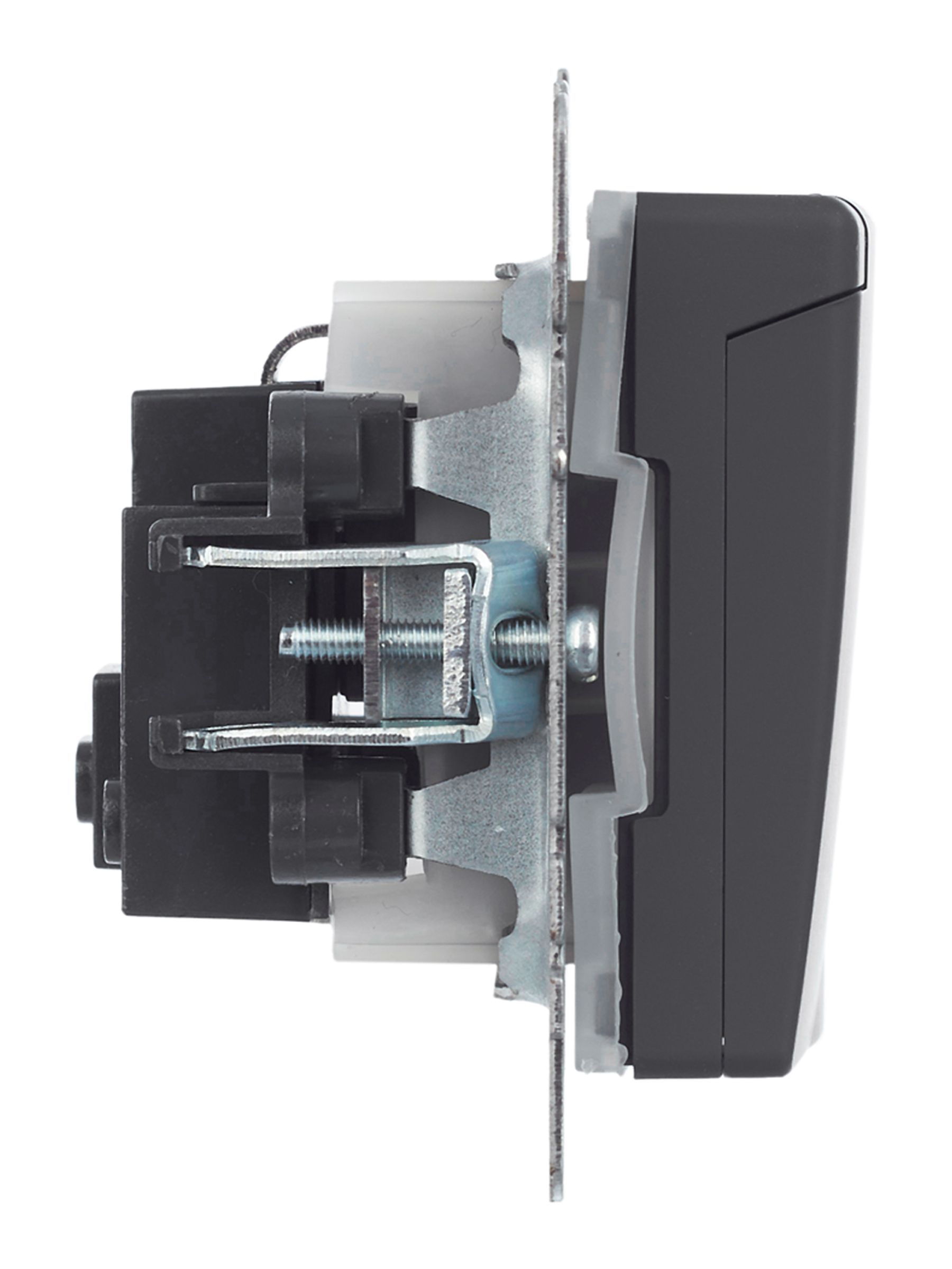 BRITE Розетка 1-местная с заземлением со шторками и крышкой 16А IP44 РСбш10-3-44-БрГ графит ИЭК