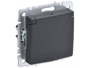 BRITE Розетка 1-местная с заземлением со шторками и крышкой 16А IP44 РСбш10-3-44-БрГ графит ИЭК