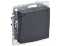 BRITE Розетка 1-местная с заземлением со шторками и крышкой 16А IP44 РСбш10-3-44-БрГ графит ИЭК