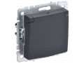 BRITE Розетка 1-местная с заземлением со шторками и крышкой 16А IP44 РСбш10-3-44-БрГ графит ИЭК