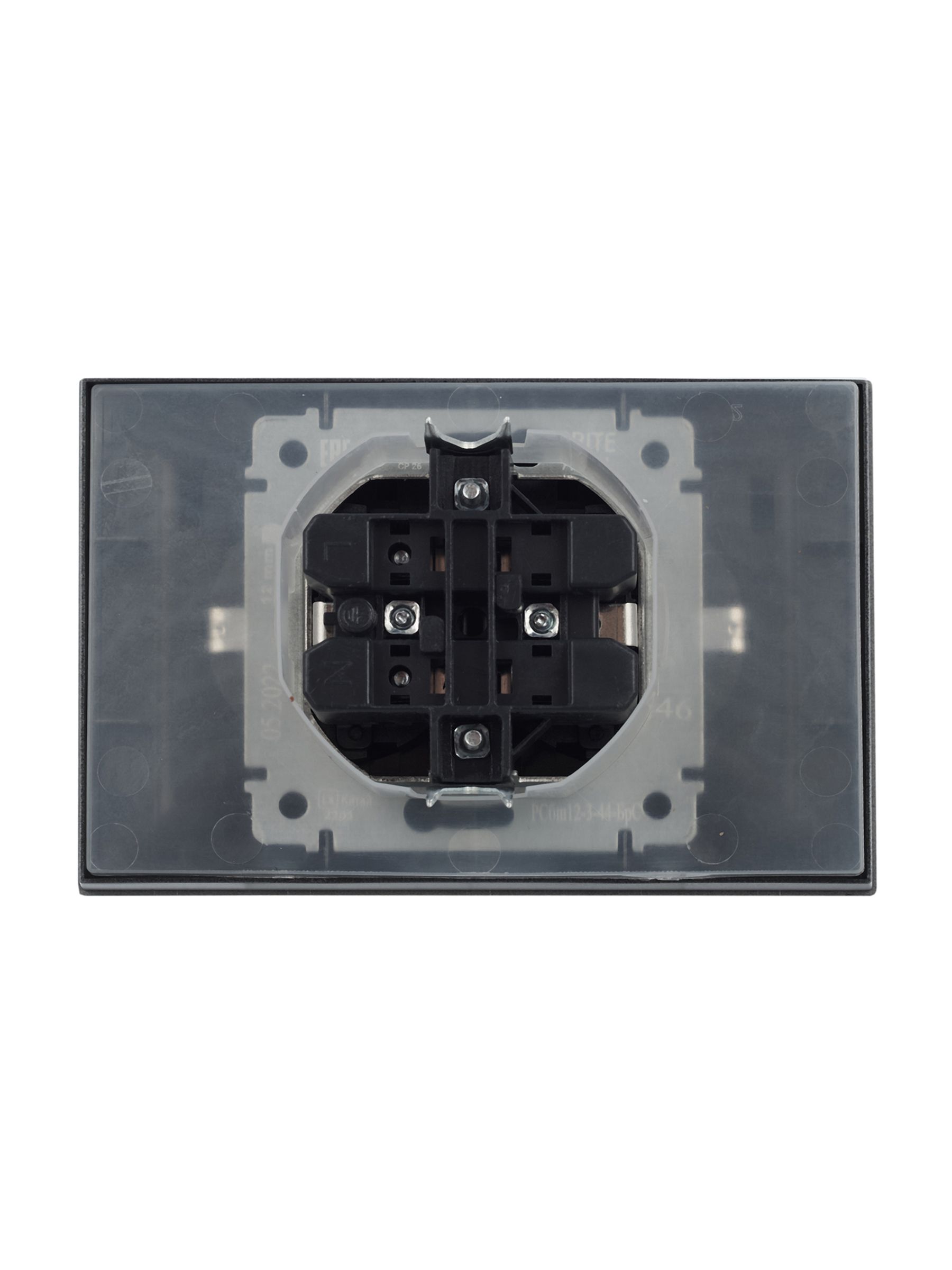 BRITE Розетка 2-я с крышкой 16А в сборе IP44 РСбш12-3-44-БрС сталь ИЭК