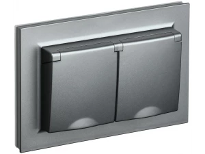 BRITE Розетка 2-я с крышкой 16А в сборе IP44 РСбш12-3-44-БрС сталь ИЭК