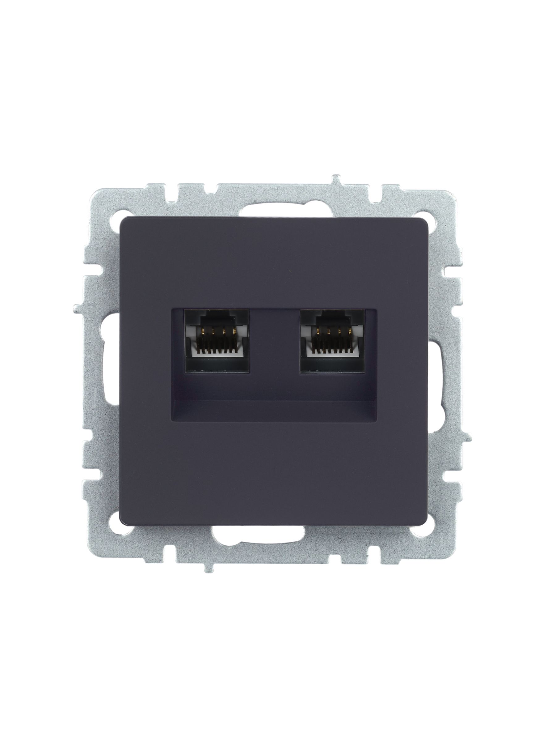 BRITE Розетка двойная RJ11+RJ45 кат.5E РК/Т12-БрГ графит ИЭК