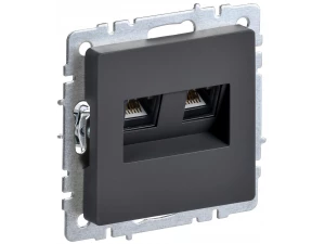 BRITE Розетка двойная RJ11+RJ45 кат.5E РК/Т12-БрГ графит ИЭК