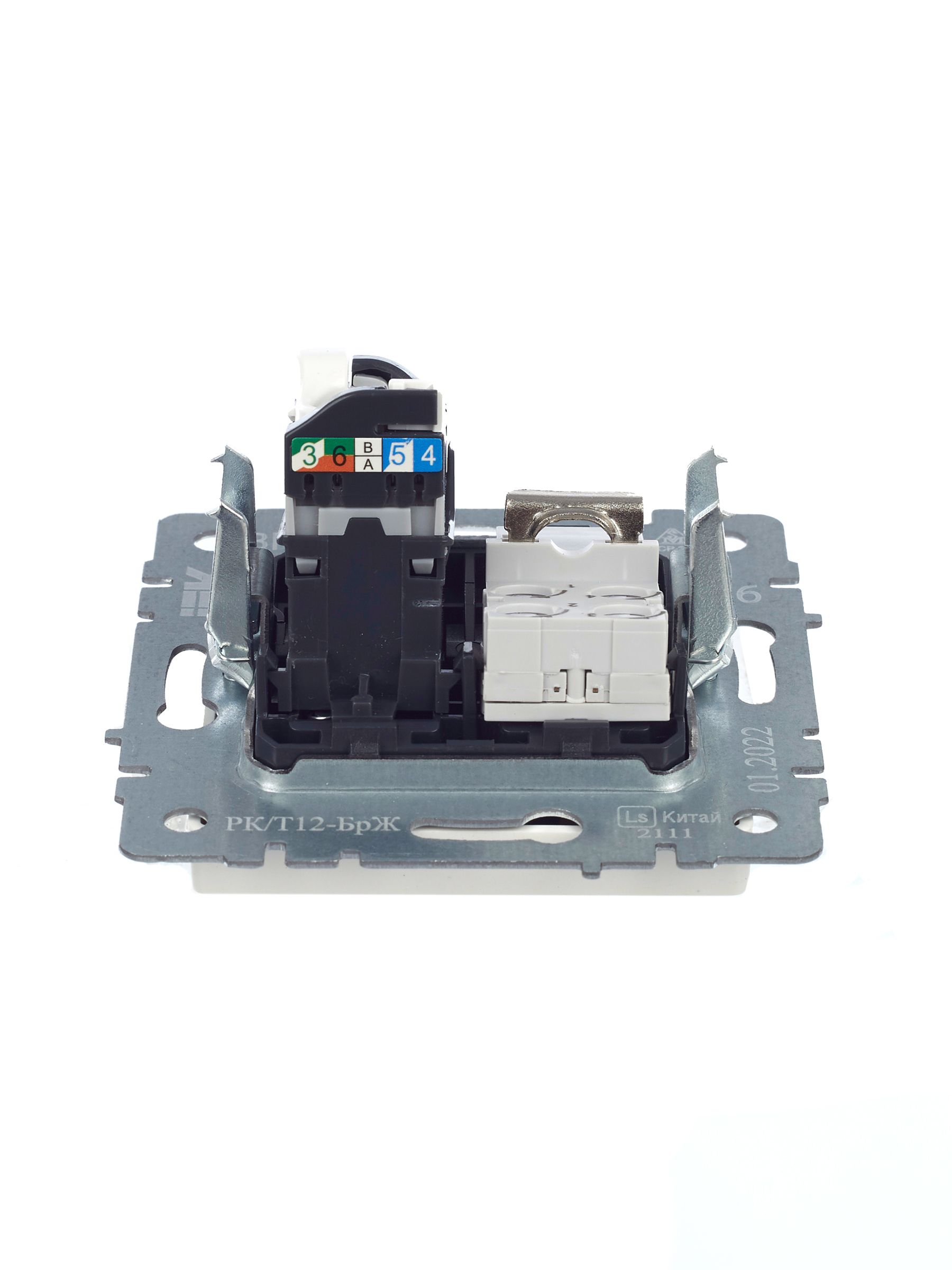 BRITE Розетка двойная RJ11+RJ45 кат.5E РК/Т12-БрЖ жемчуг ИЭК