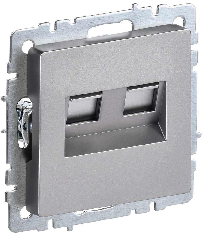 Розетка 2-местная RJ11+RJ45 кат.5E РК/Т12-БрМ маренго BRITE ИЭК