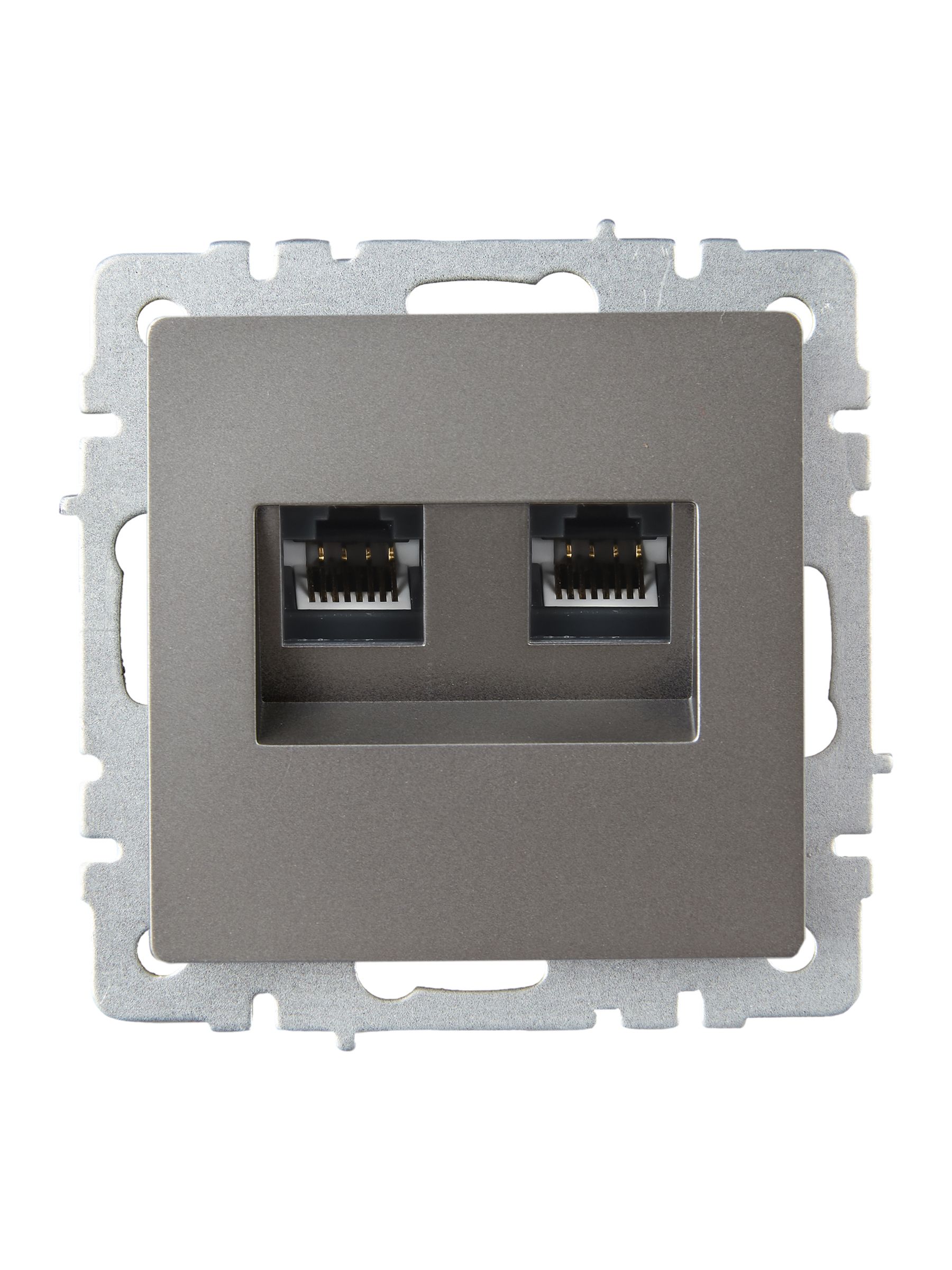 BRITE Розетка двойная RJ11+RJ45 кат.5E РК/Т12-БрС сталь ИЭК