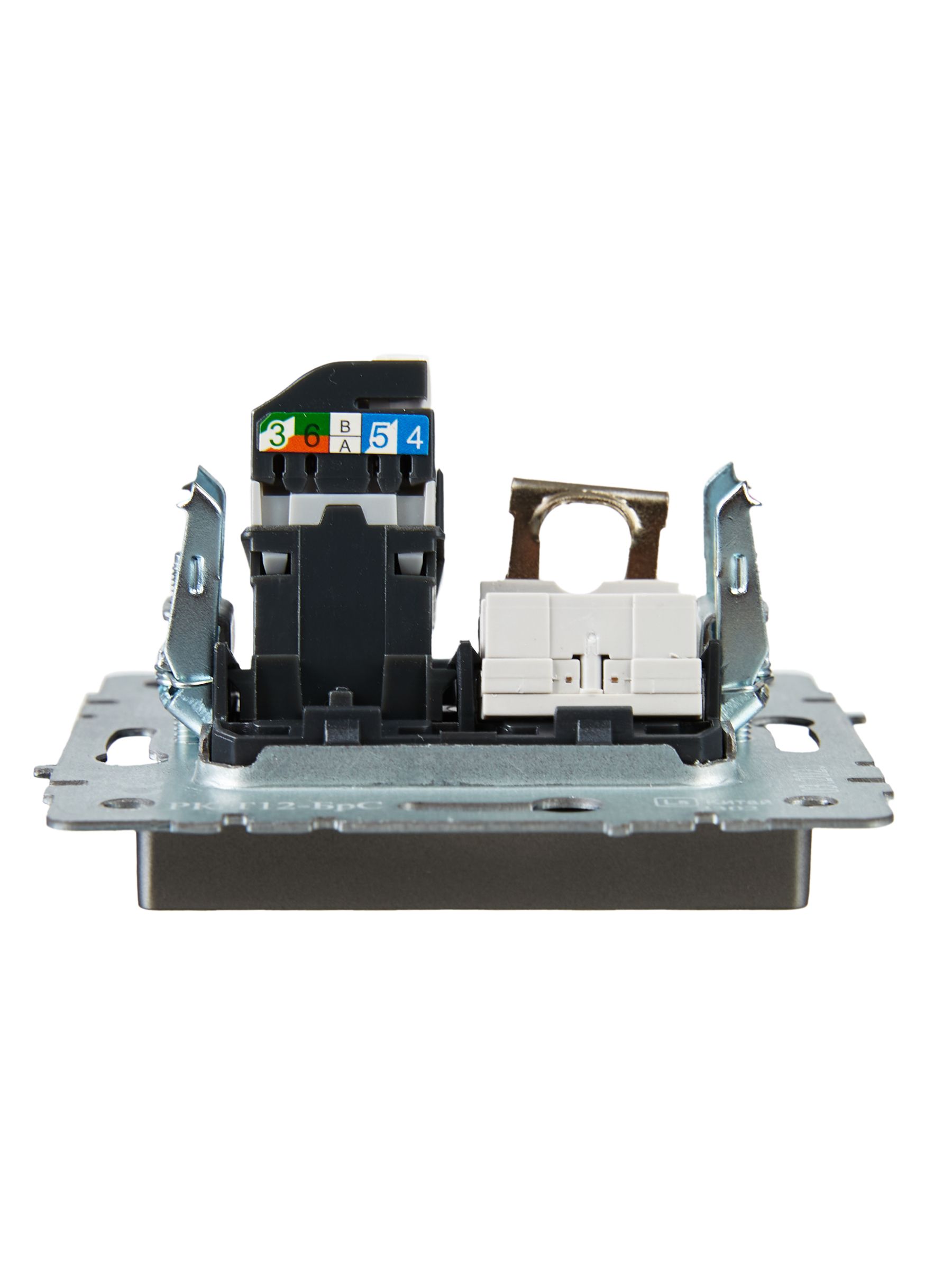 BRITE Розетка двойная RJ11+RJ45 кат.5E РК/Т12-БрС сталь ИЭК