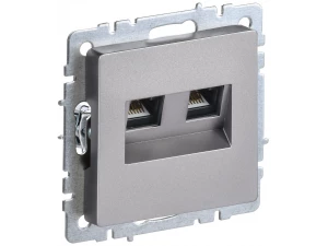 BRITE Розетка двойная RJ11+RJ45 кат.5E РК/Т12-БрС сталь ИЭК