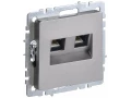 BRITE Розетка двойная RJ11+RJ45 кат.5E РК/Т12-БрС сталь ИЭК