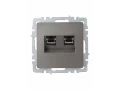 BRITE Розетка двойная RJ11+RJ45 кат.5E РК/Т12-БрС сталь ИЭК