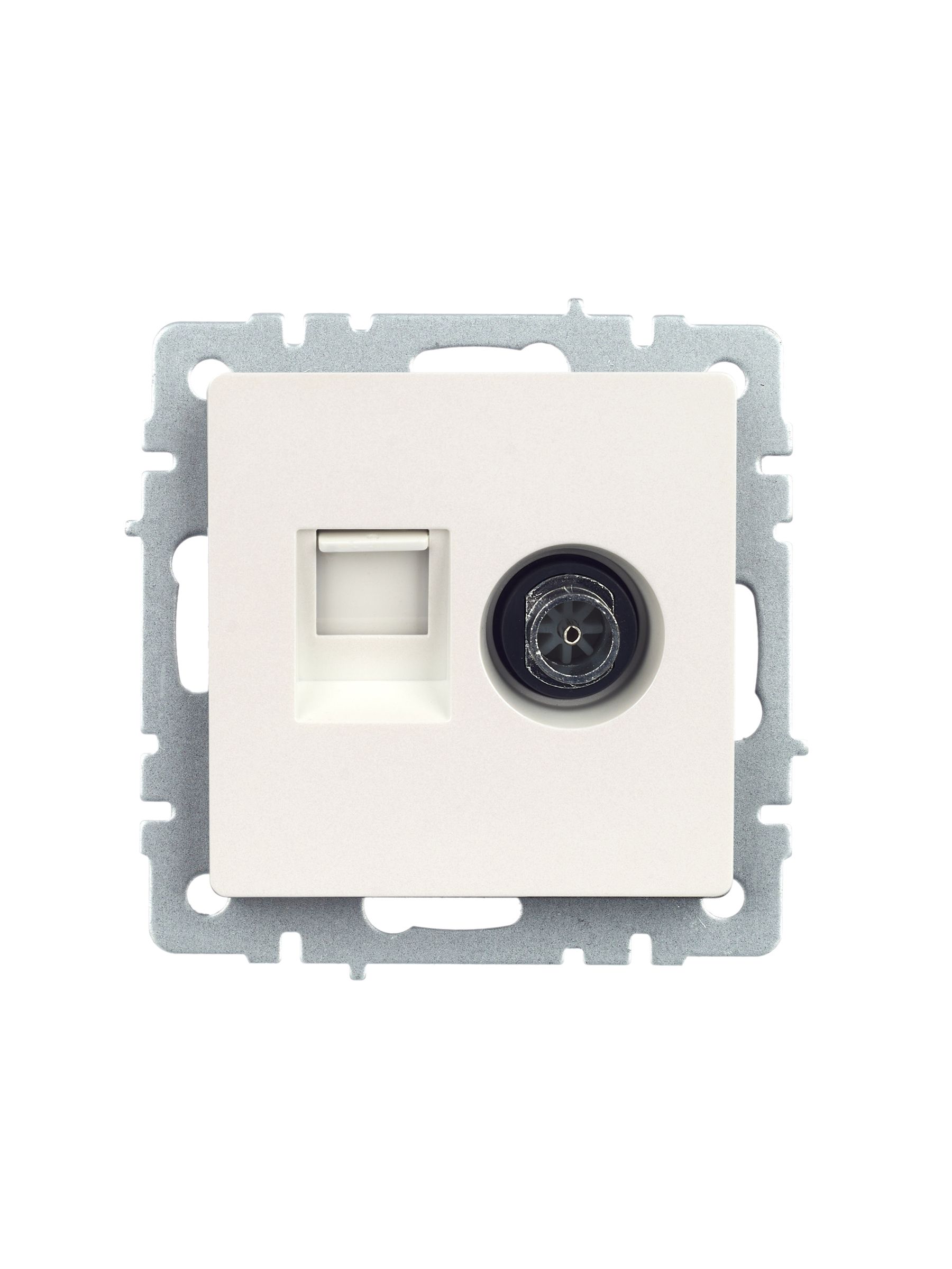 Розетка 2-местная TV+RJ45 кат.5E РТВ/РК12-БрЖ жемчуг BRITE ИЭК