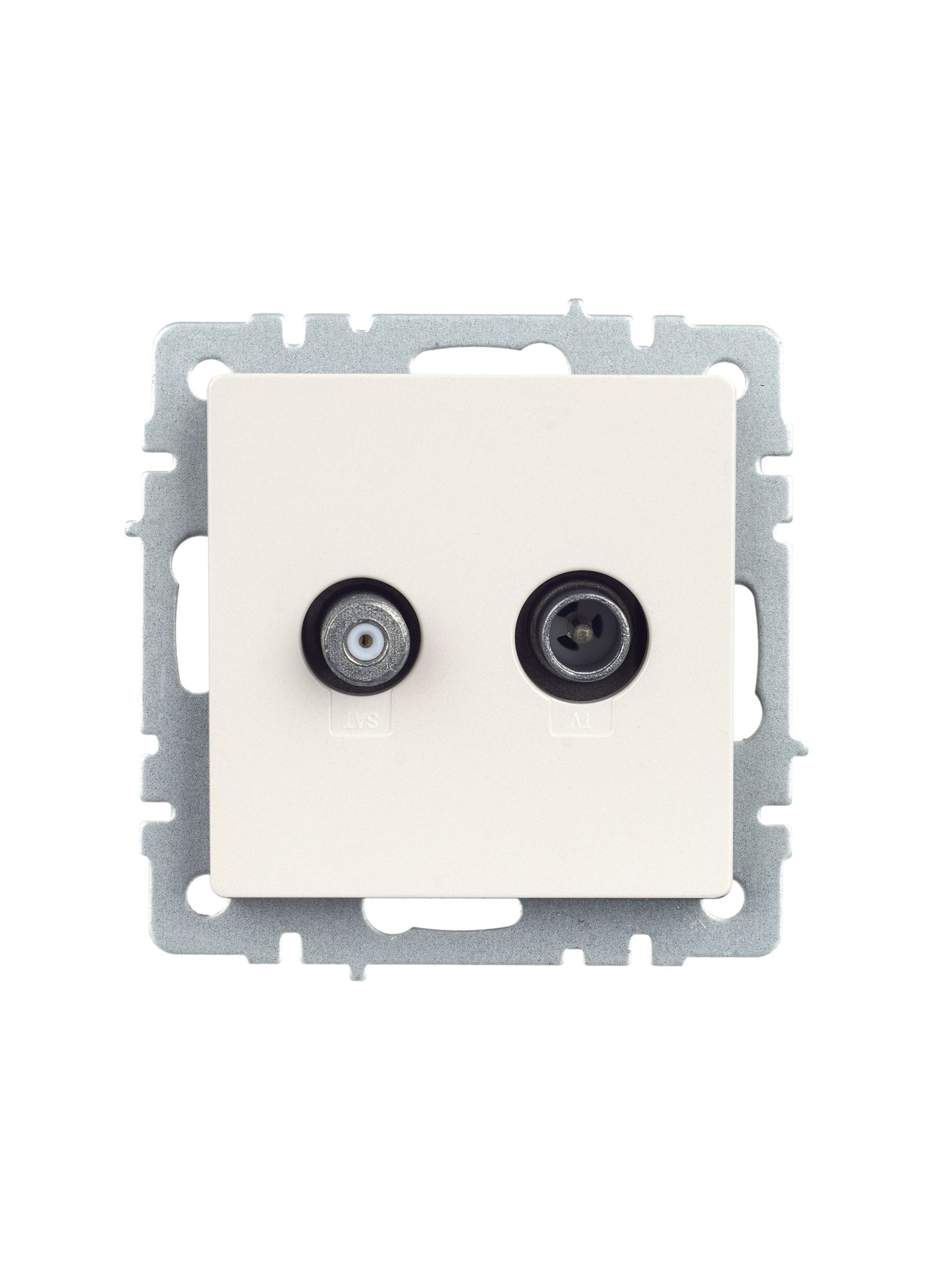 BRITE Розетка двойная TV+SAT РТВ/РСп12-БрЖ жемчуг ИЭК