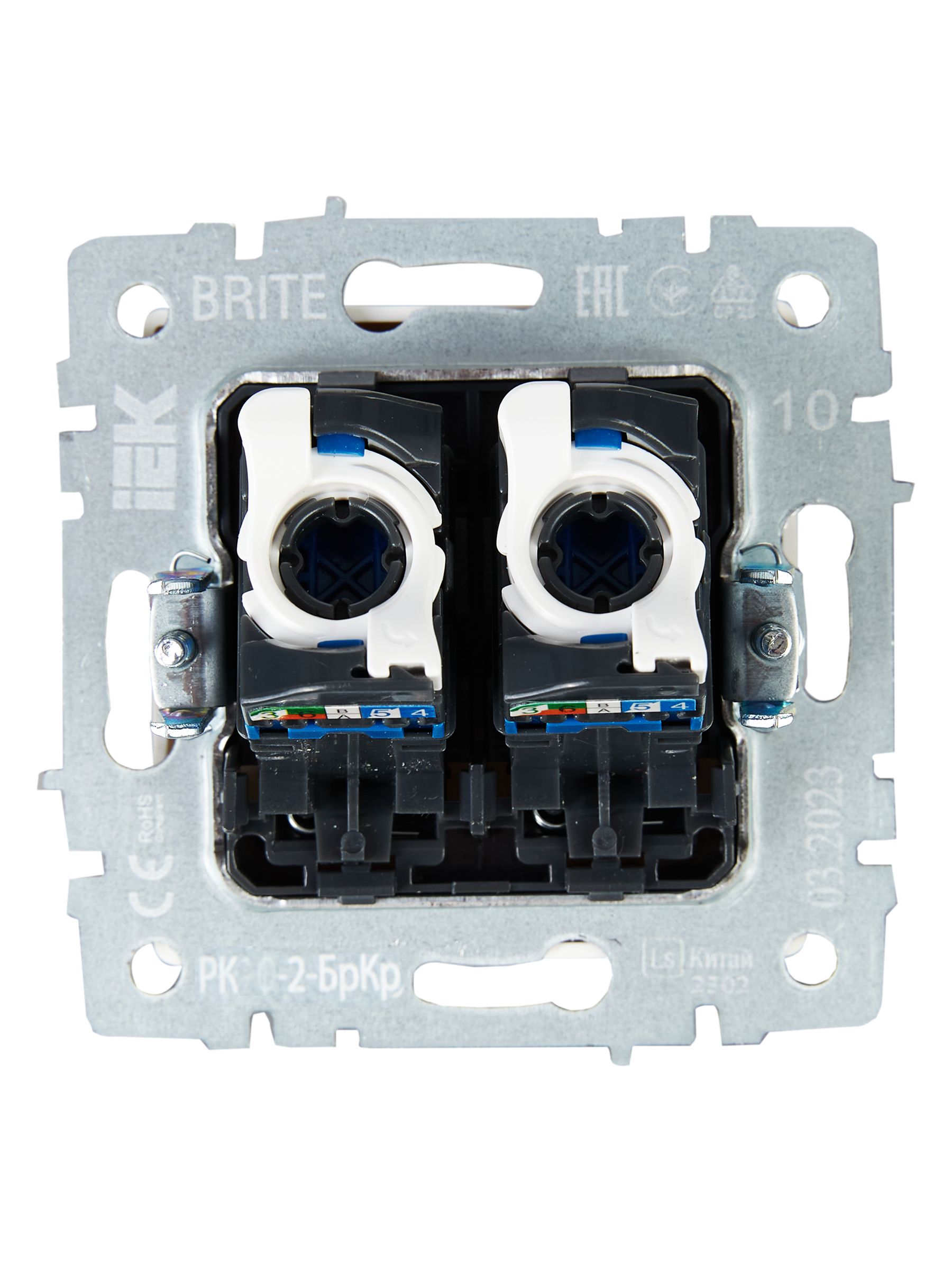 Розетка компьютерная двойная RJ45 кат.5E РК10-2-БрКр бежевый BRITE ИЭК