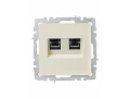 Розетка компьютерная двойная RJ45 кат.5E РК10-2-БрКр бежевый BRITE ИЭК