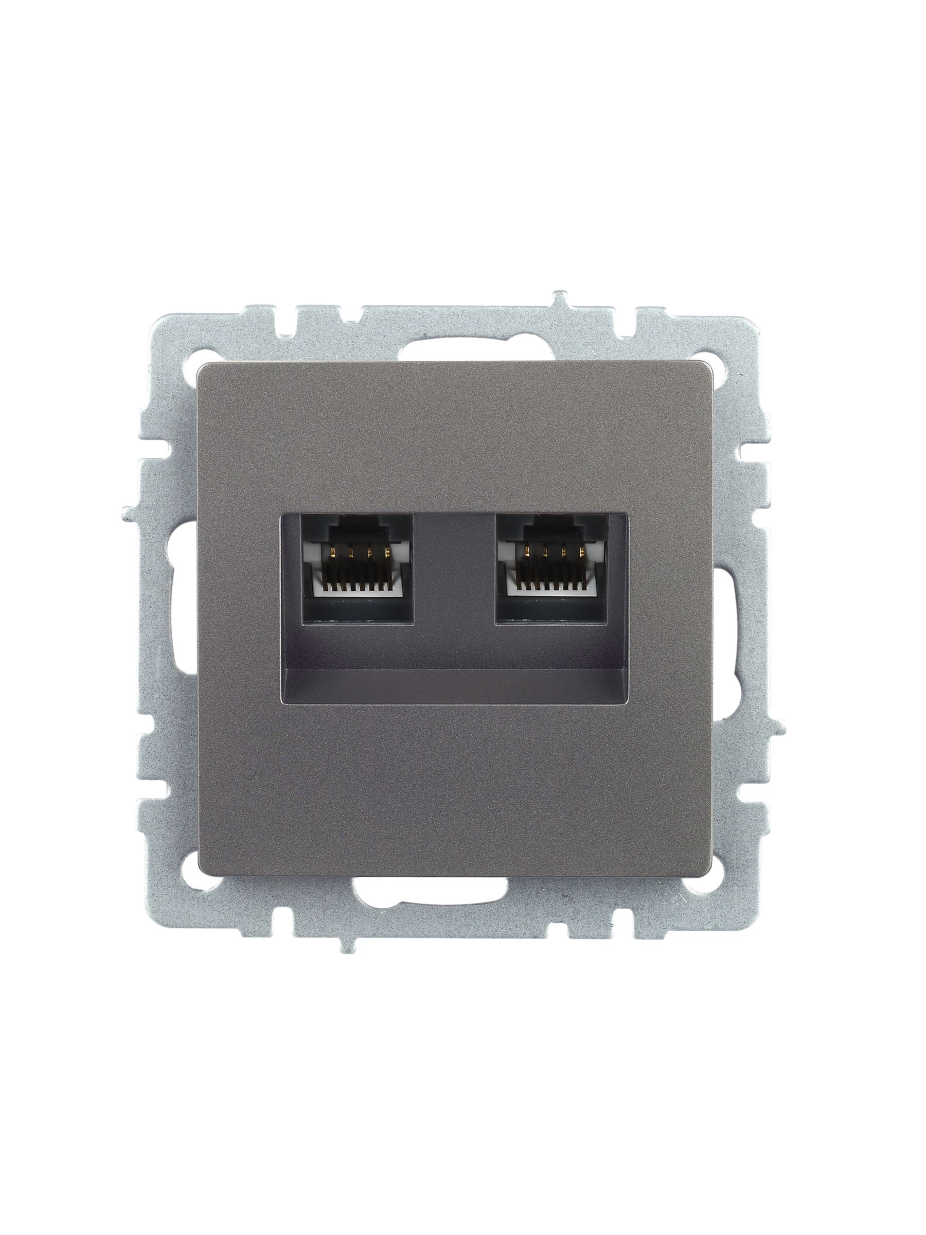 Розетка компьютерная двойная RJ45 кат.5E РК10-2-БрС сталь BRITE ИЭК