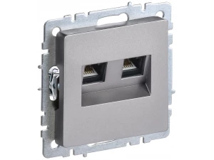 BRITE Розетка компьютерная двойная RJ45 кат.5E РК10-2-БрС сталь ИЭК