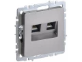 Розетка компьютерная двойная RJ45 кат.5E РК10-2-БрС сталь BRITE ИЭК