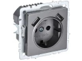 BRITE Розетка 1-местная с заземлением с защитными шторками 16А с USB A+A 5B 2,1A  РЮш10-1-БрС сталь  IEK