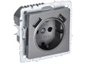 BRITE Розетка 1-местная с заземлением с защитными шторками 16А с USB A+A 5B 2,1A  РЮш10-1-БрС сталь  IEK