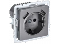 BRITE Розетка 1-местная с заземлением с защитными шторками 16А с USB A+A 5B 2,1A  РЮш10-1-БрС сталь  IEK