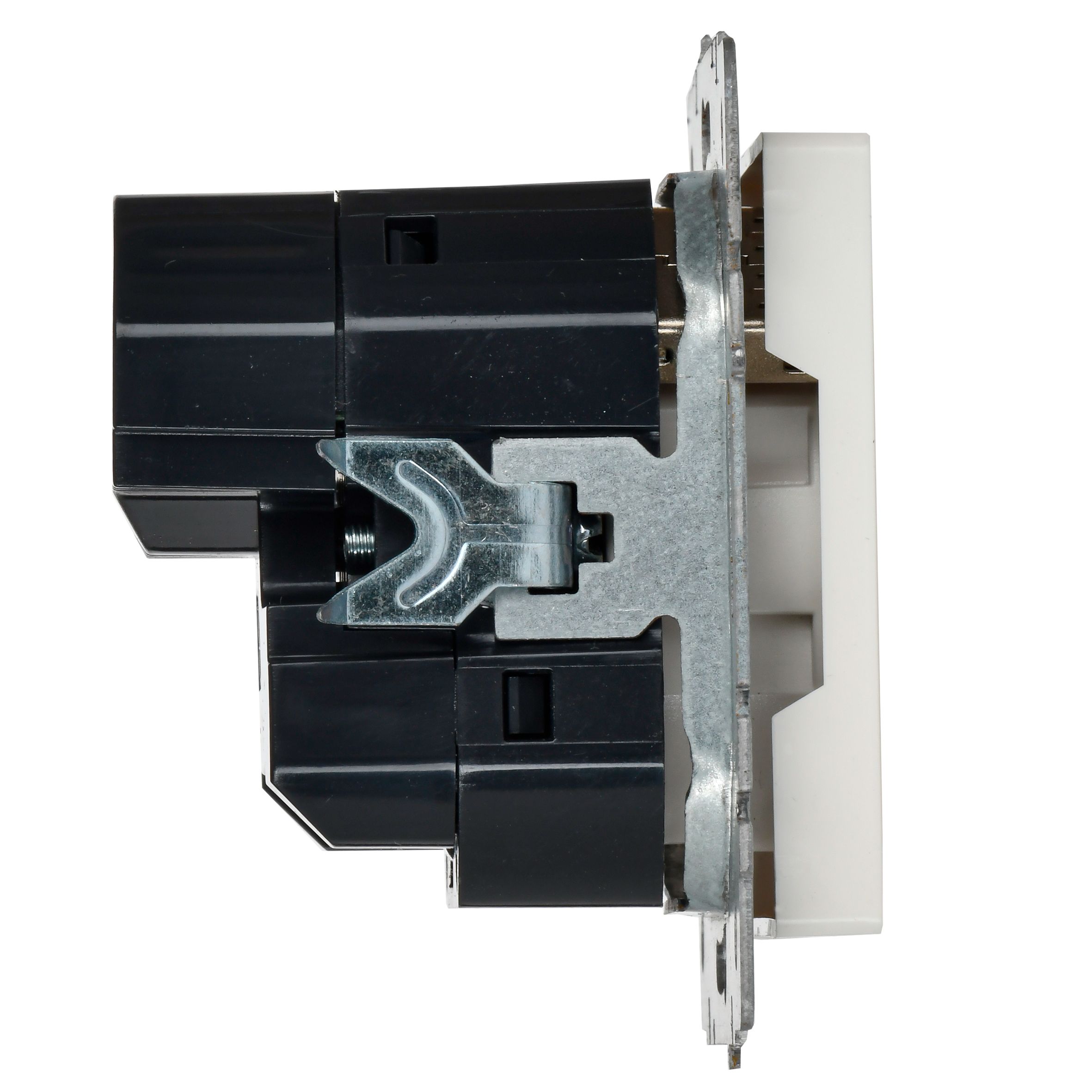 BRITE Розетка 1-местная с заземлением с защитными шторками 16А с USB A+C 18Вт РЮш11-1-БрБ белый ИЭК