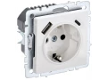 BRITE Розетка 1-местная с заземлением с защитными шторками 16А с USB A+C 18Вт РЮш11-1-БрБ белый ИЭК