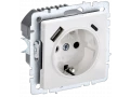 BRITE Розетка 1-местная с заземлением с защитными шторками 16А с USB A+C 18Вт РЮш11-1-БрБ белый ИЭК