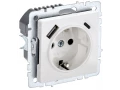 BRITE Розетка 1-местная с заземлением с защитными шторками 16А с USB A+C 18Вт РЮш11-1-БрБ белый ИЭК