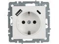 BRITE Розетка 1-местная с заземлением с защитными шторками 16А с USB A+C 18Вт РЮш11-1-БрБ белый ИЭК