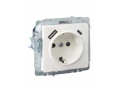 BRITE Розетка 1-местная с заземлением с защитными шторками 16А с USB A+C 18Вт РЮш11-1-БрЖ жемчуг ИЭК