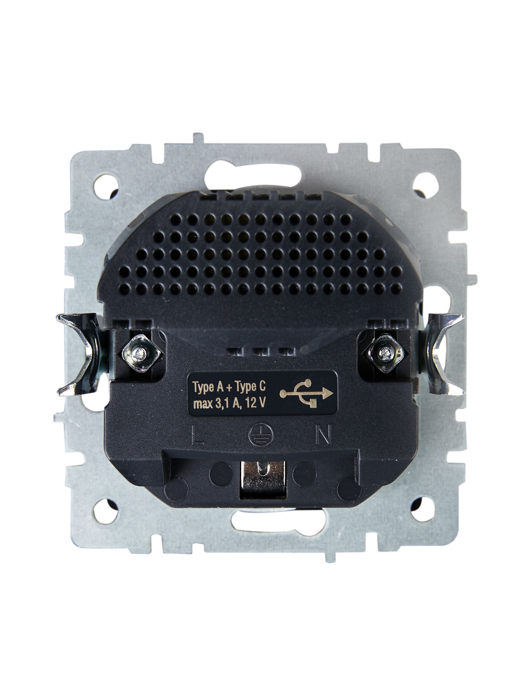 BRITE Розетка 1-местная с заземлением с защитными шторками 16А с USB A+C 18Вт РЮш11-1-БрС сталь ИЭК