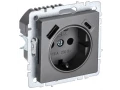 BRITE Розетка 1-местная с заземлением с защитными шторками 16А с USB A+C 18Вт РЮш11-1-БрС сталь ИЭК
