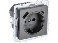 BRITE Розетка 1-местная с заземлением с защитными шторками 16А с USB A+C 18Вт РЮш11-1-БрС сталь ИЭК