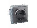 BRITE Розетка 1-местная с заземлением с защитными шторками 16А с USB A+C 18Вт РЮш11-1-БрС сталь ИЭК