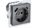 BRITE Розетка 1-местная с заземлением с защитными шторками 16А с USB A+C 18Вт РЮш11-1-БрС сталь ИЭК
