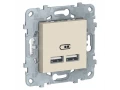 UN розетка USB, 2-местная, 2100 мА, беж /NU541844/