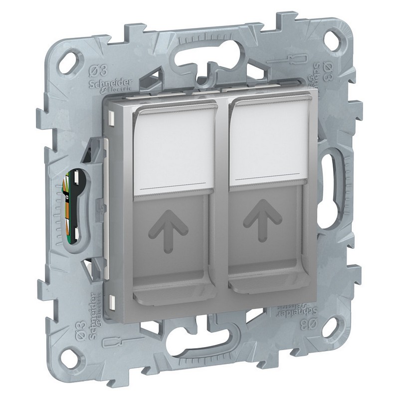 UN розетка RJ45, двойная, кат.5е UTP алюм /NU542030/